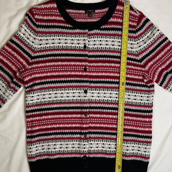Talbots Cardigan Sweater Lambswool Fair Isle Button Up Large - Picture 6 of 8